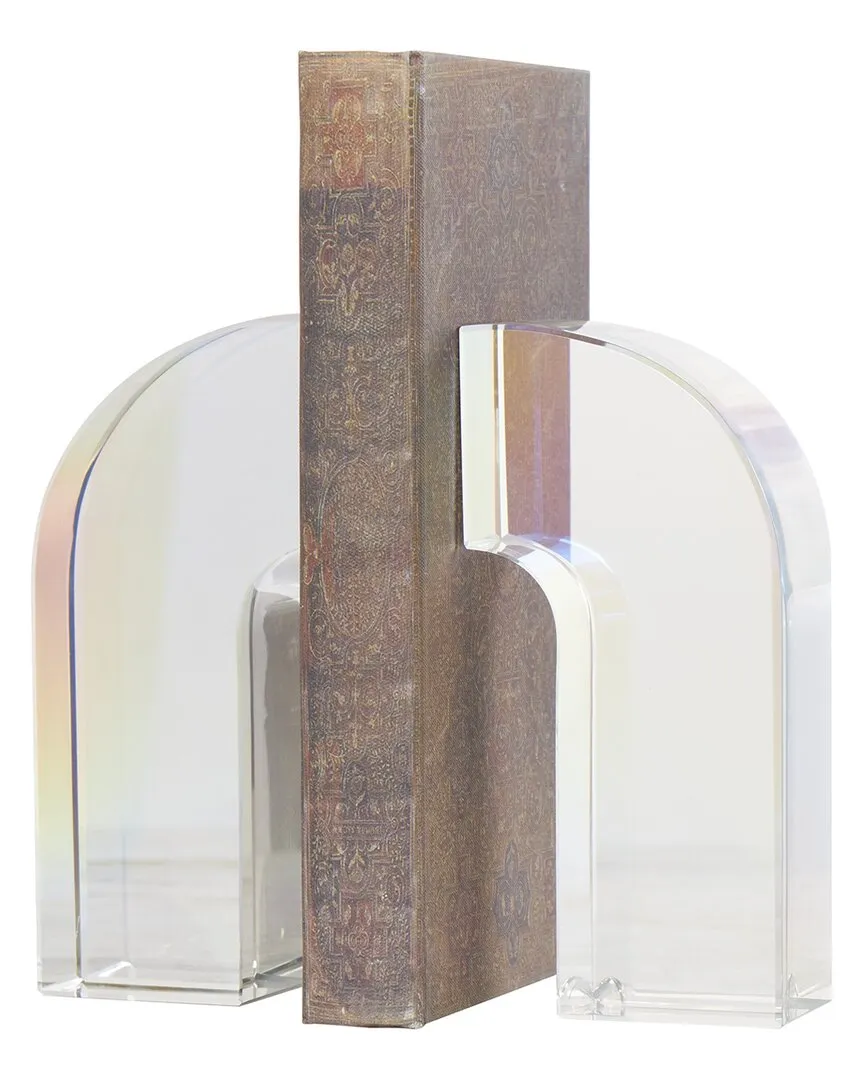 Set of 2 Geometric Arched Bookends - Clear, Crystal
