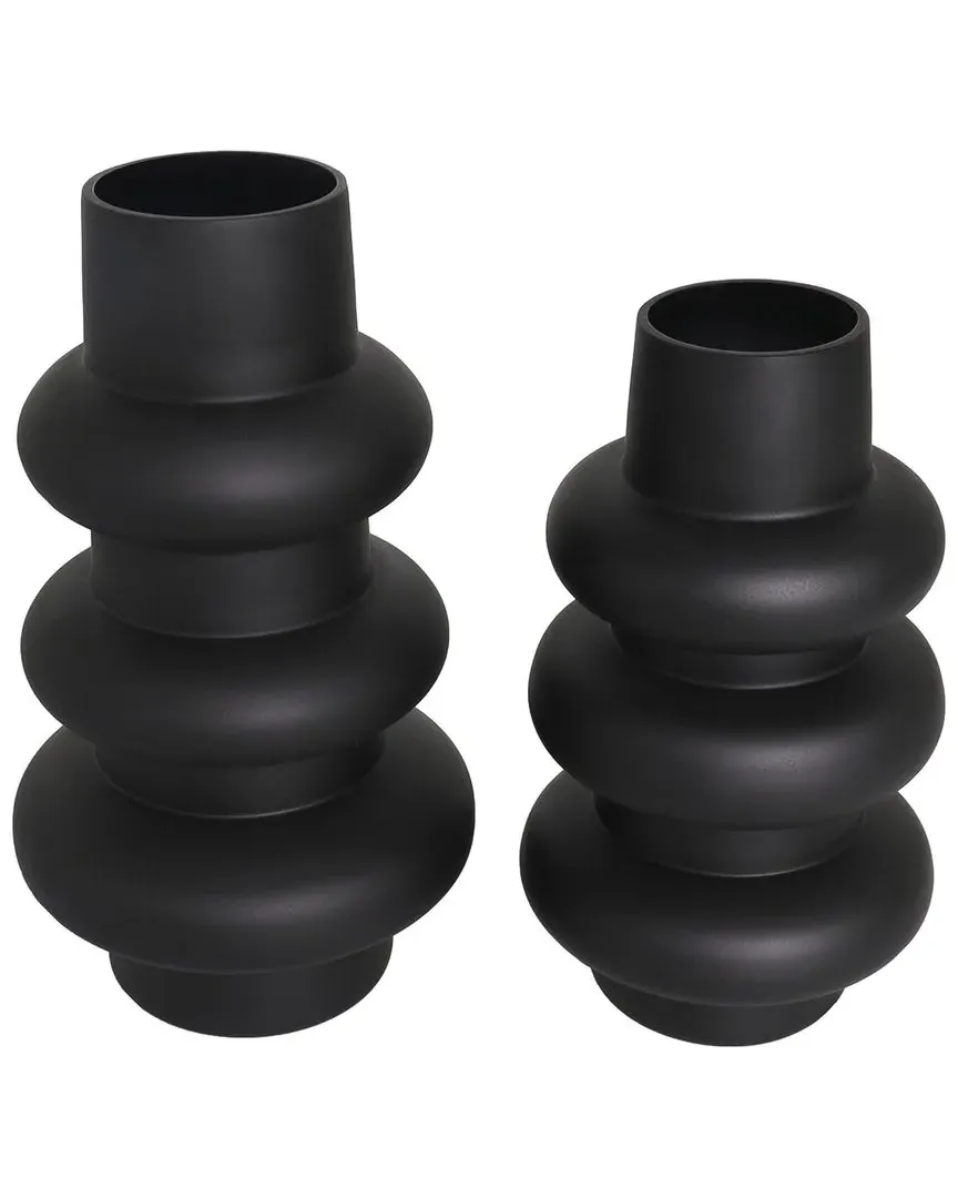 Set of 2 Glass Bubble Vases - Black