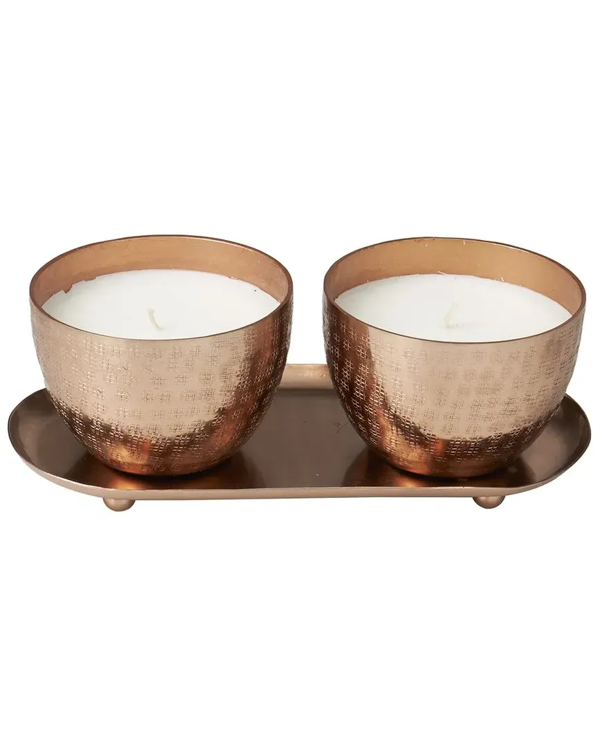 Set of 2 Grid Patterned Scented Candles - White Wax