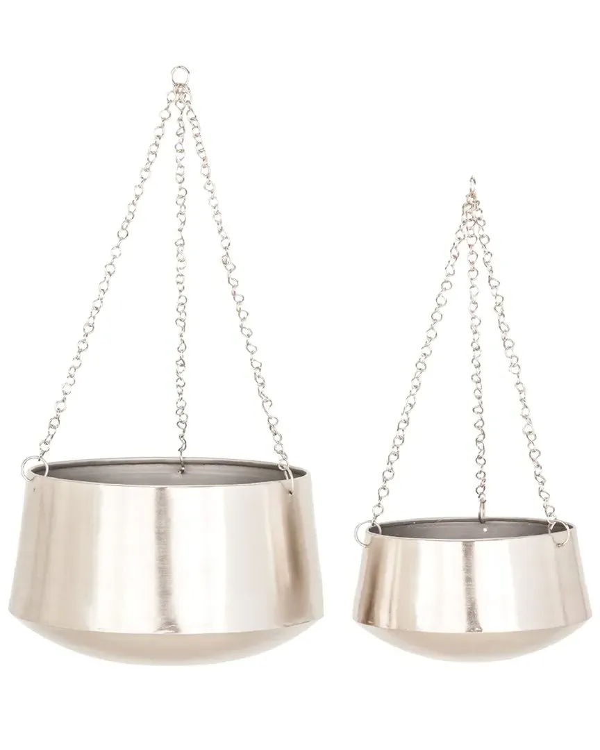 Set of 2 Hanging Planters - Silver, Iron image