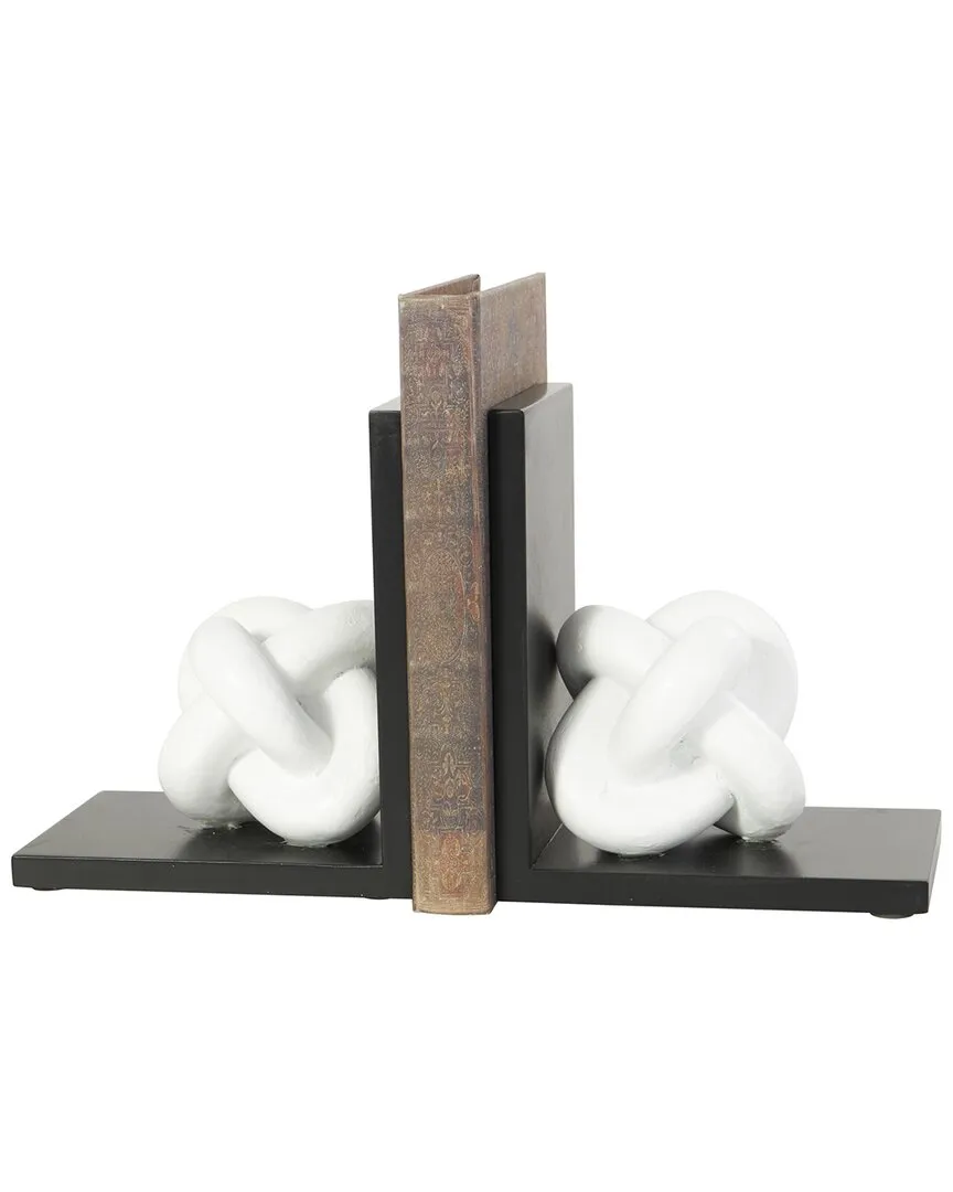 Set of 2 Knot Bookends with Stands - White