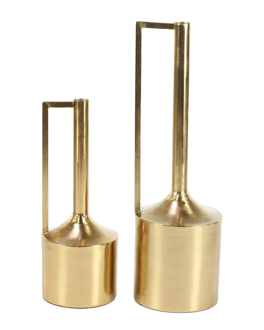 Set of 2 Metal Vase with Handles - Gold image