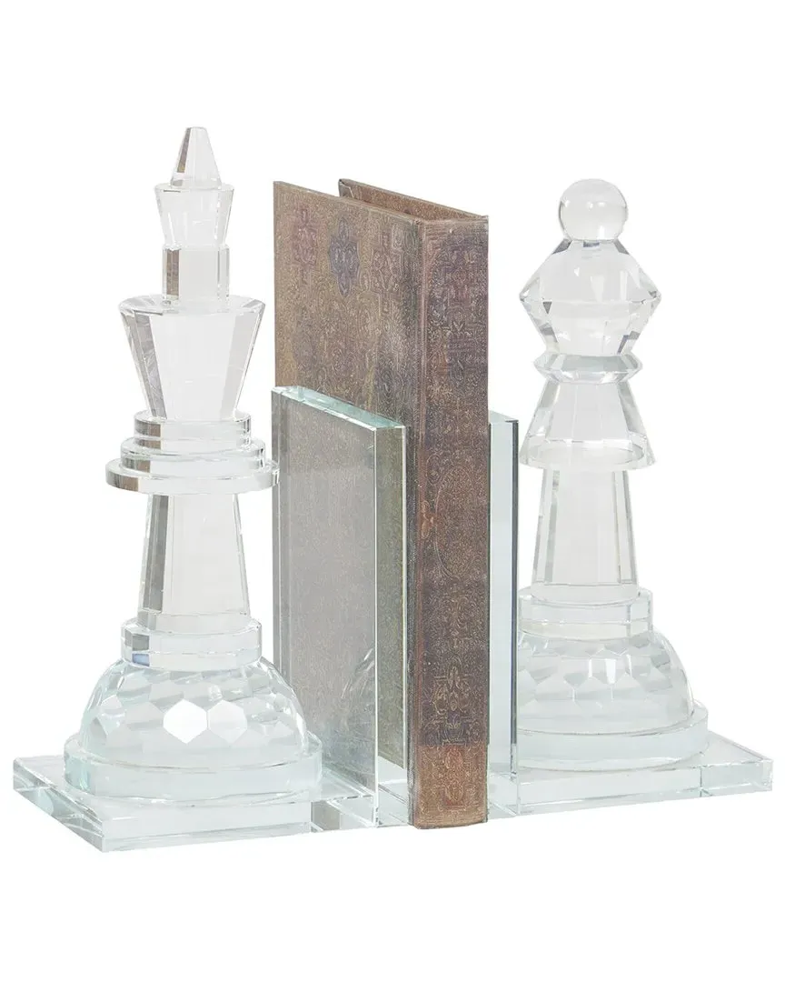 Set of 2 Oversized Crystal Chess Bookends - Clear image