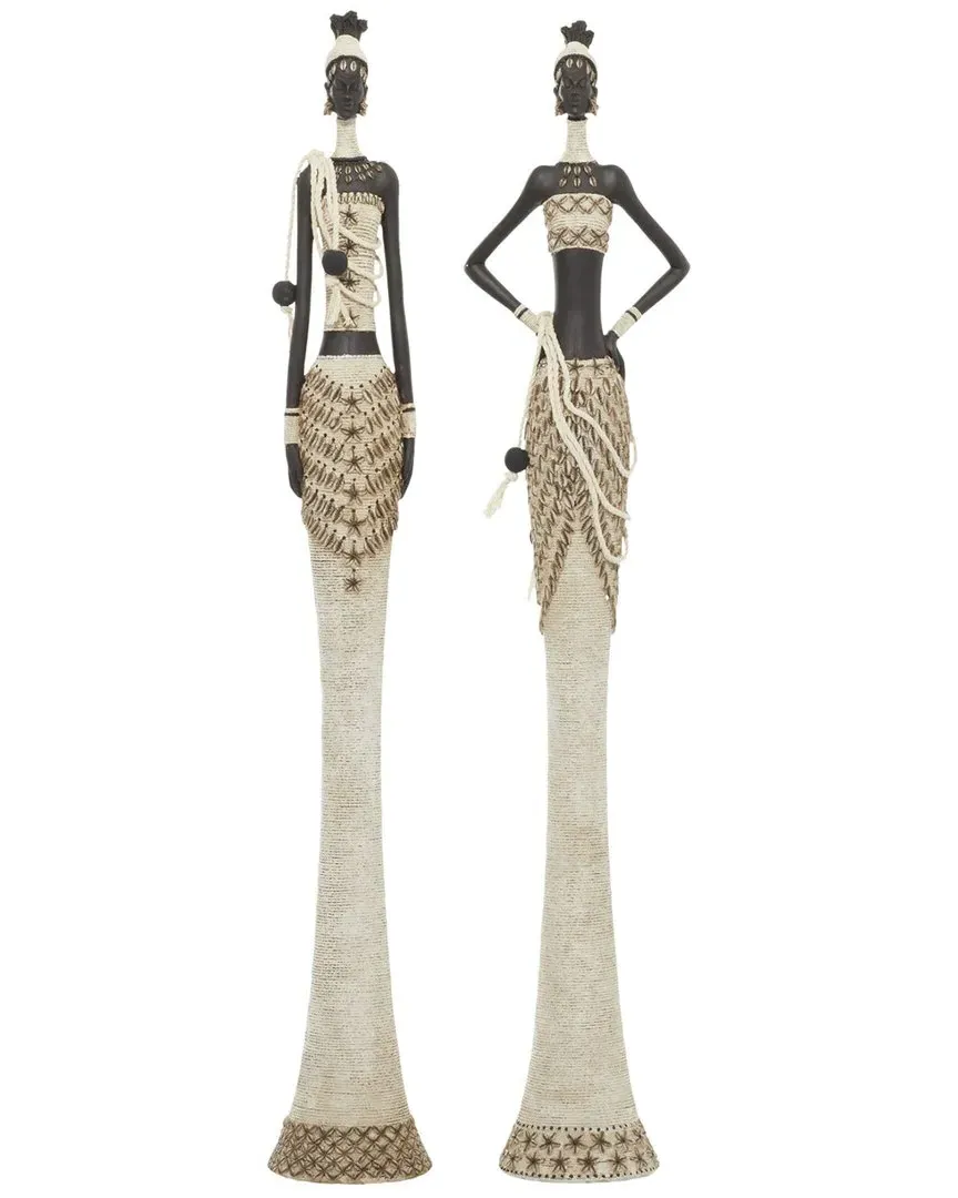 Set of 2 Polystone Sculptures - White