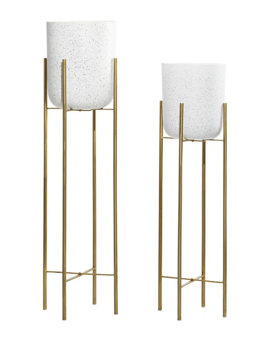 Set of 2 Tall Metal Planters with Stand - Multi, Iron