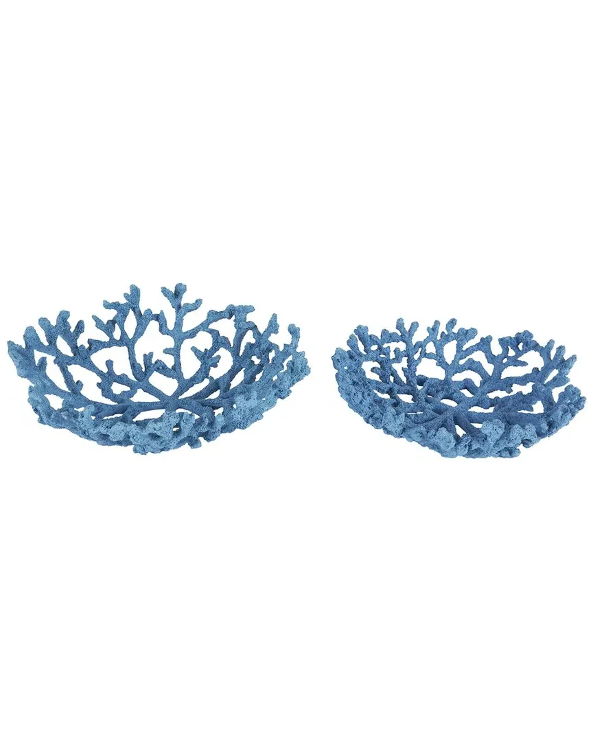 Set of 2 Textured Decorative Bowls - Blue, Resin image