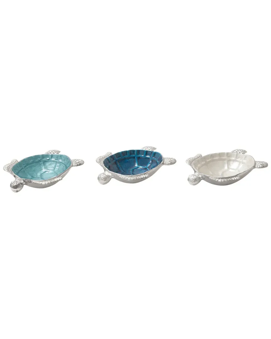 Set of 3 Aluminum Turtle Bowls - Silver, Cerulean, Celeste image