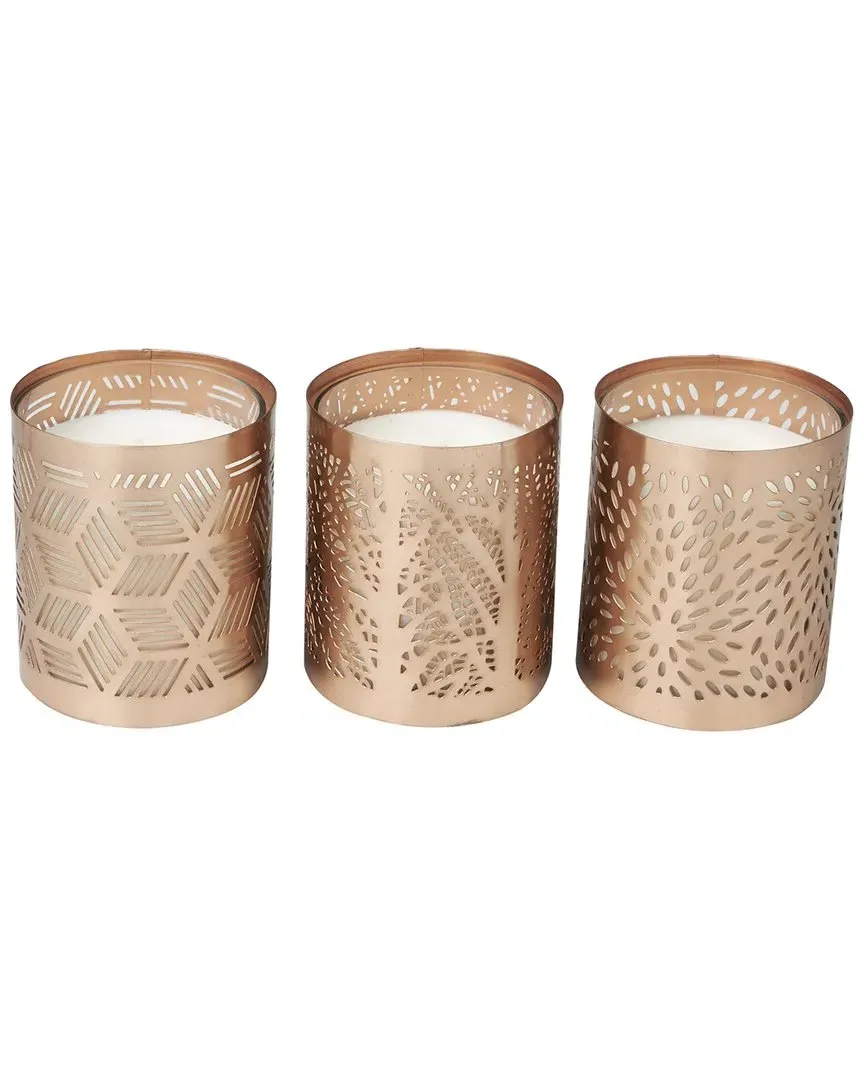 Set of 3 Geometric Scented Candles - White Wax