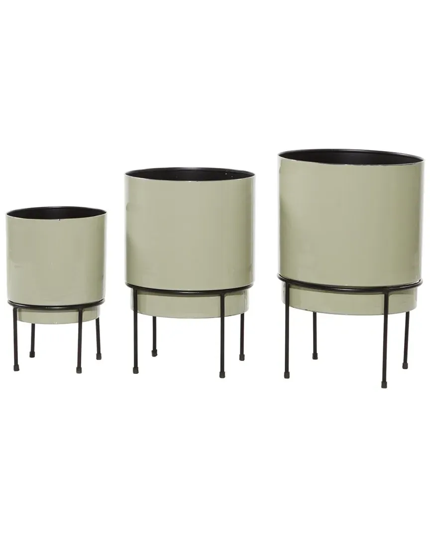 Set of 3 Metal Planters with Removable Stand - Grey image