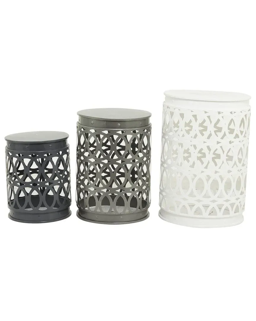Set of 3 Nesting Tables - Multi-Colored, Metal
