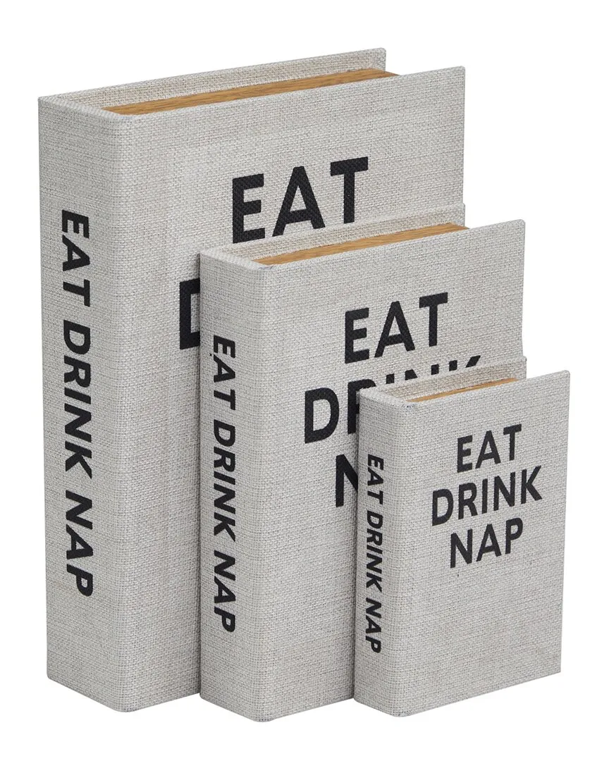 Set of 3 Storage Book Boxes - Light Gray, Linen image