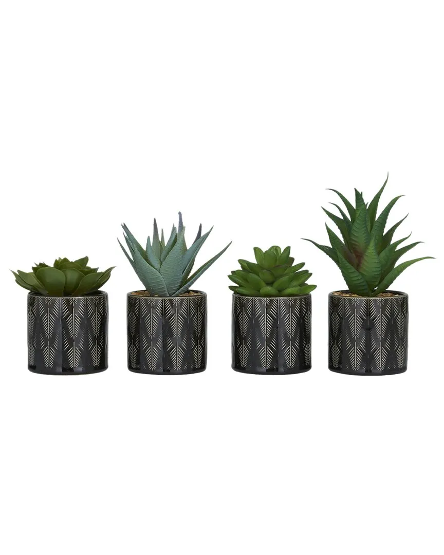 Set of 4 Succulent Artificial Plants - Green