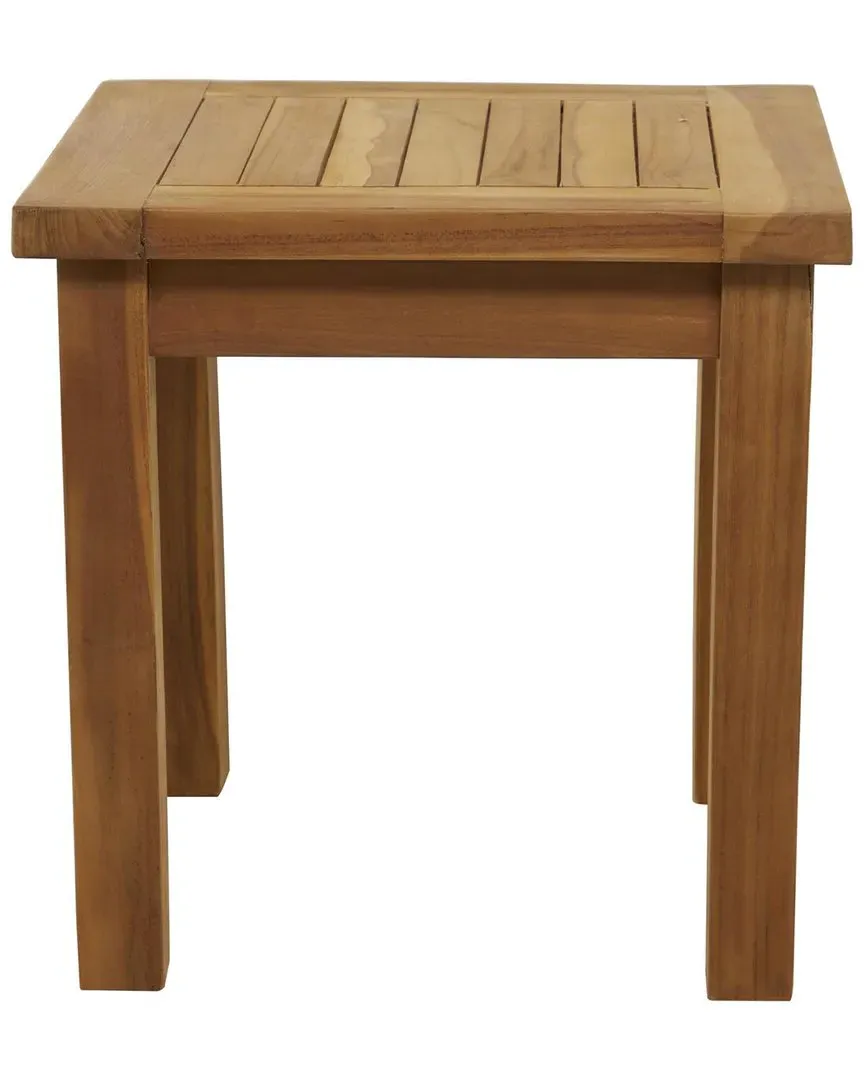 Square Outdoor Accent Table with Slatted Top - Brown, Teak image