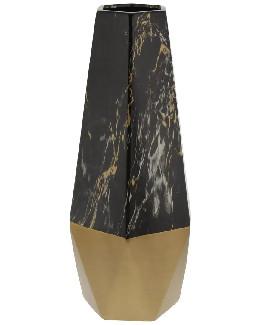 Stone Vase with Gold Base - Dark Gray image