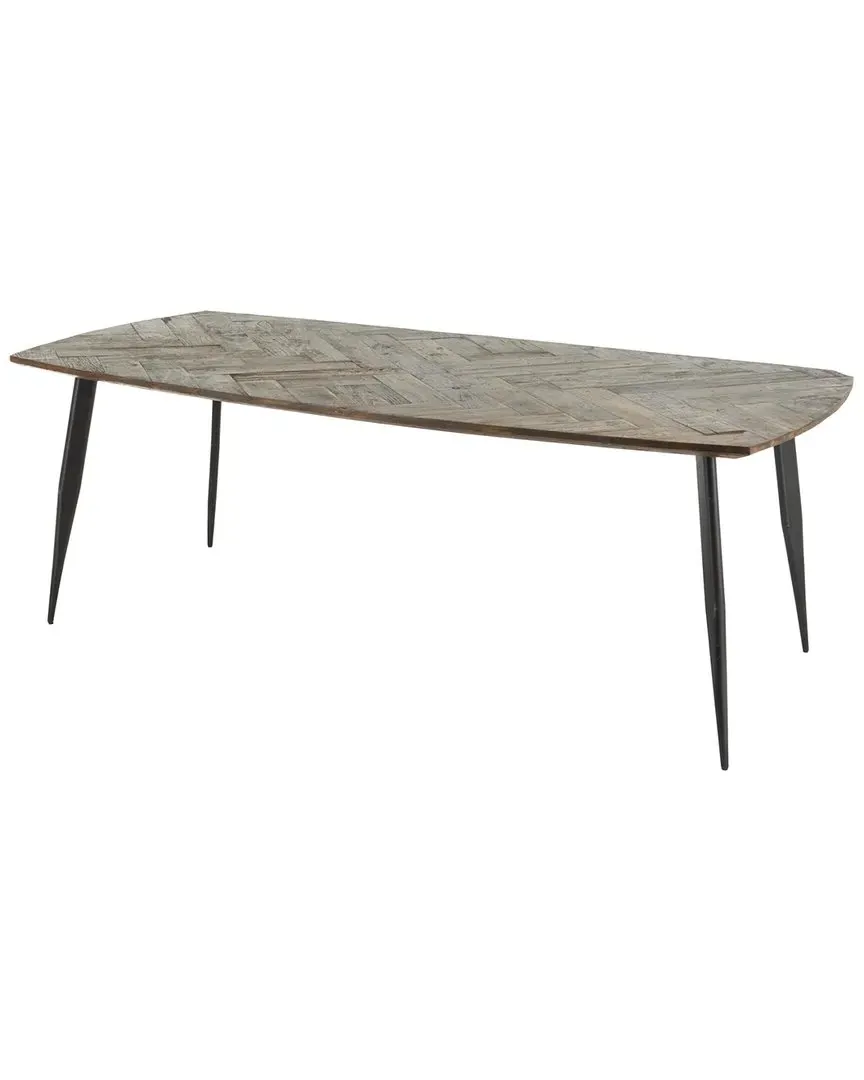 Teak Live Edge Dining Table with Metal Legs - Brown image