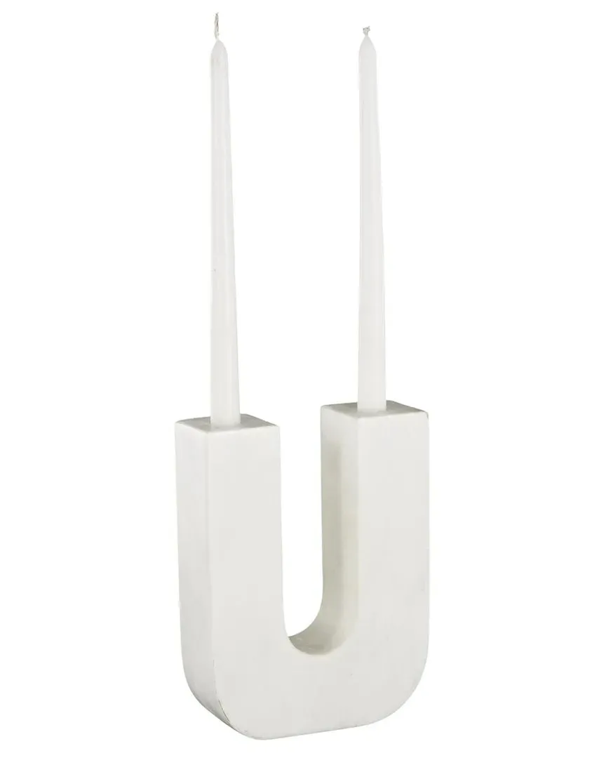 U-Shaped Candle Holder - White, Marble