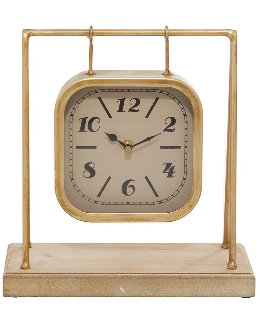 Wood Farmhouse Clock - Gold image