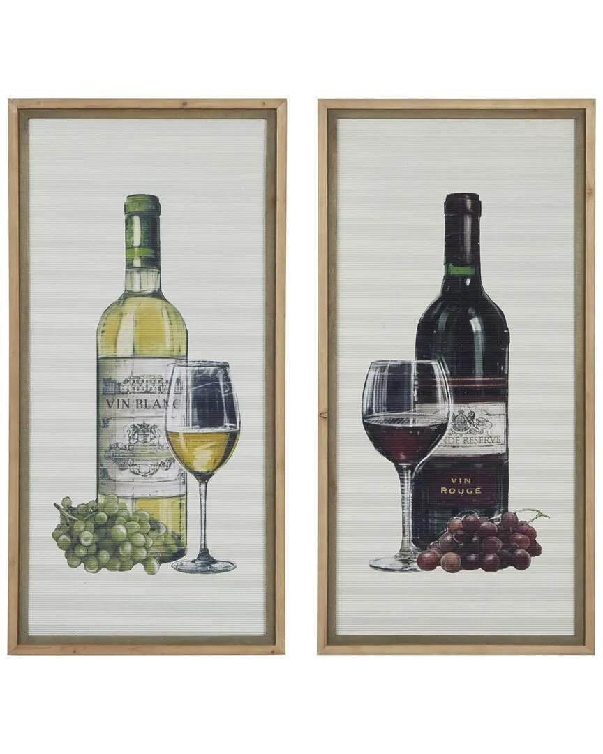 Wood Farmhouse Wine Framed Wall Art - Brown