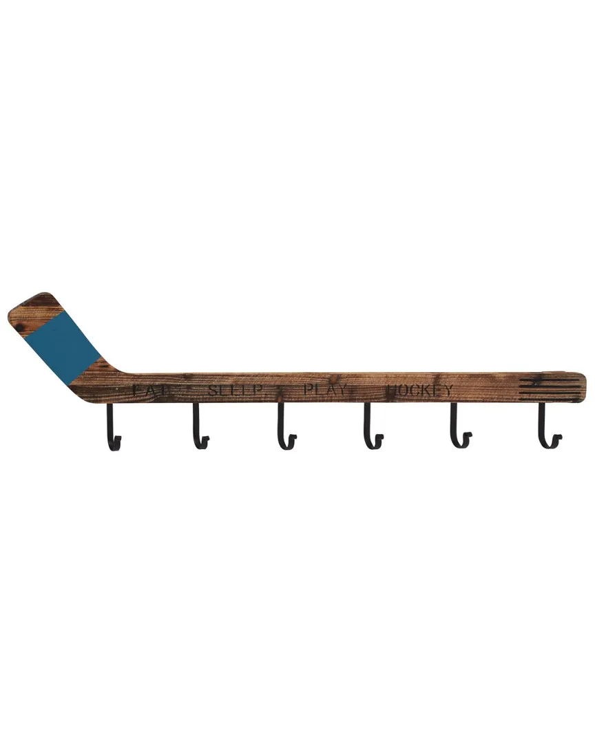 Wood & Metal Hockey Wall Hook - Natural Wood image