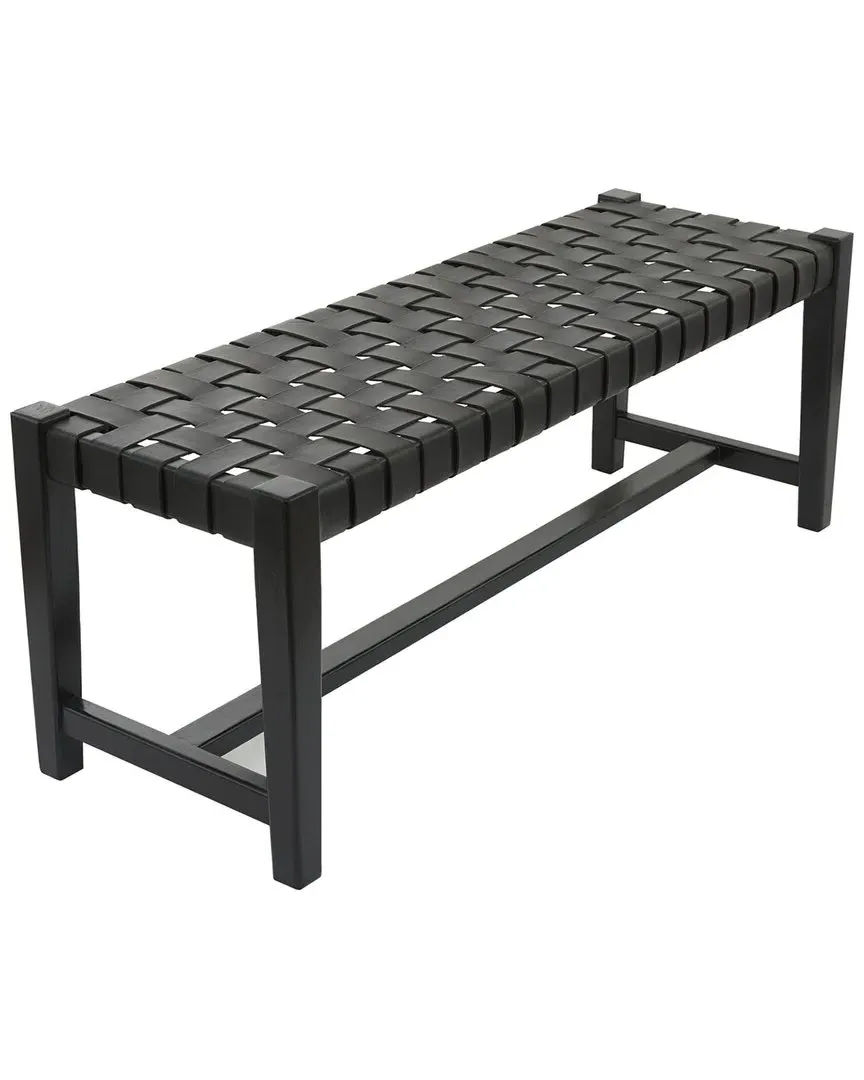 Woven Bench - Black, Leather