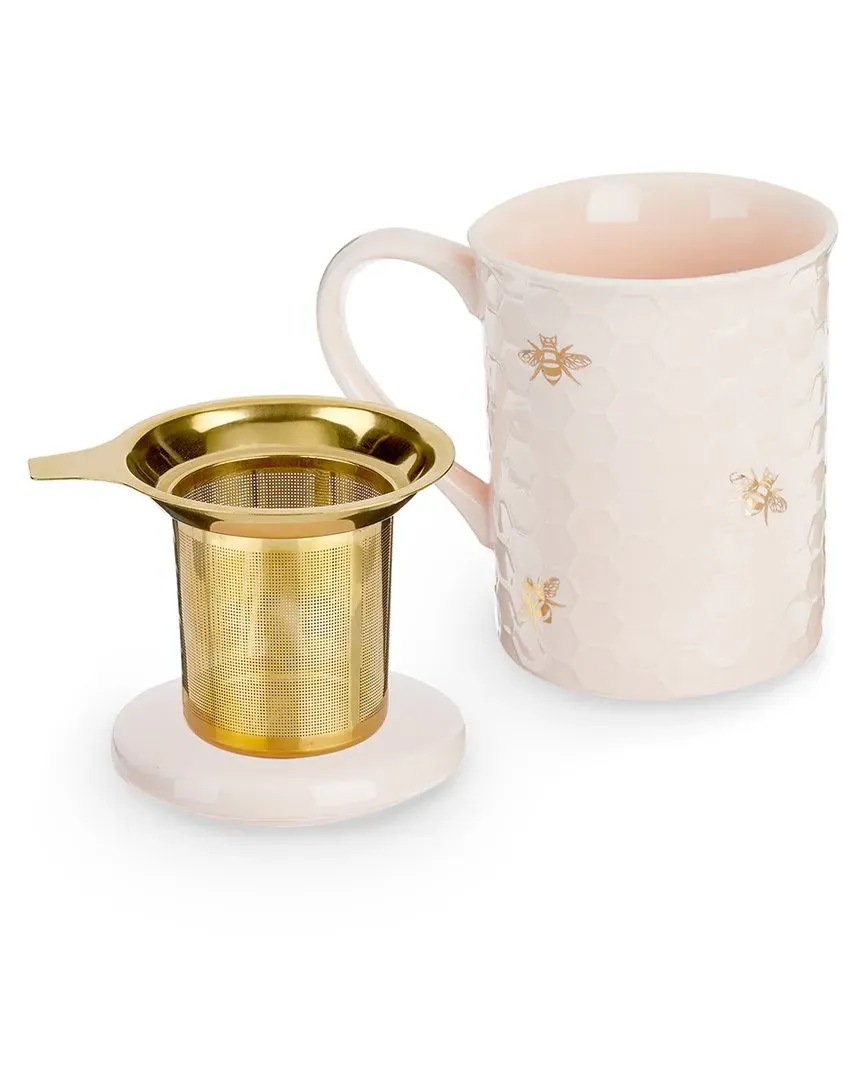Annette Honeycomb Tea Mug with Infuser - Pink
