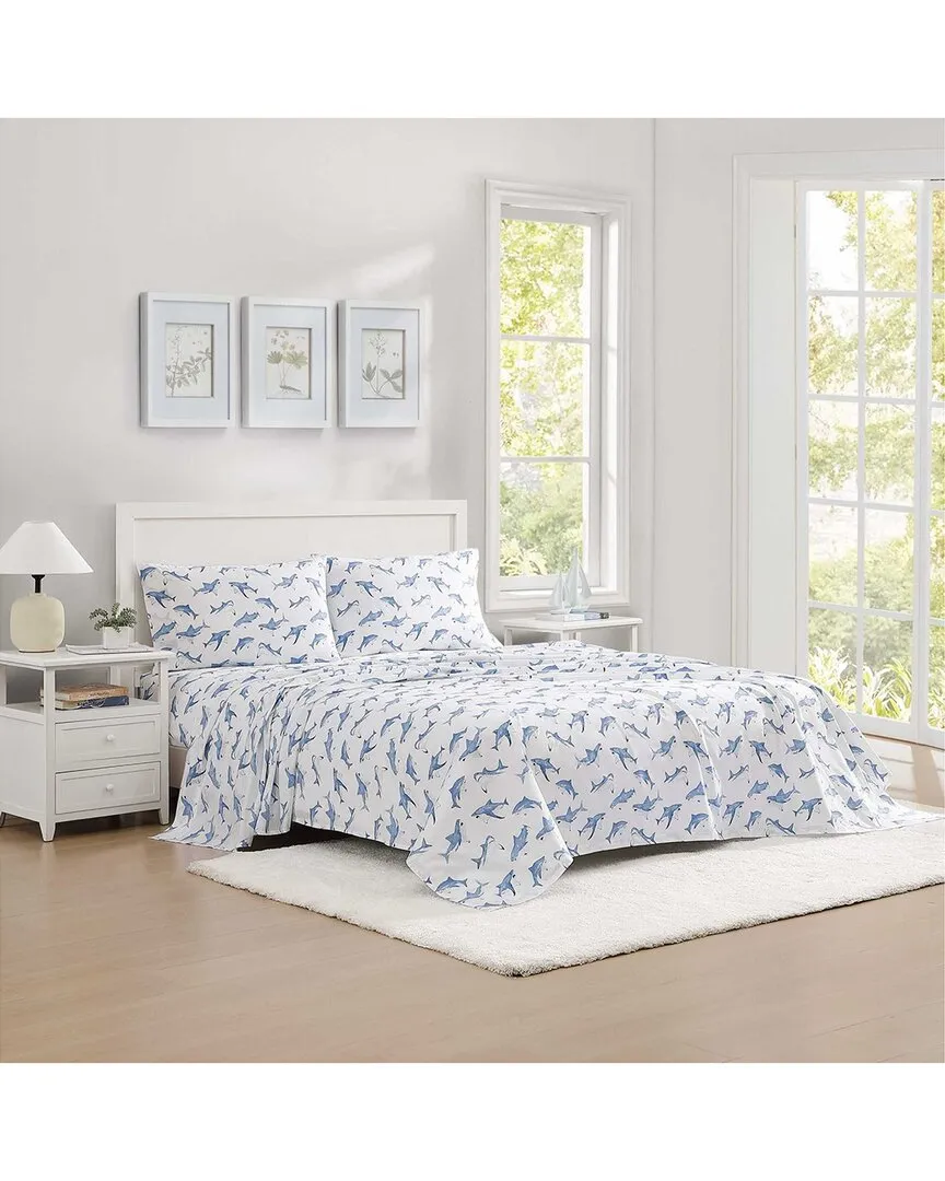 200 Thread Count Shark Attack Cotton Percale Sheet Set - Blue image