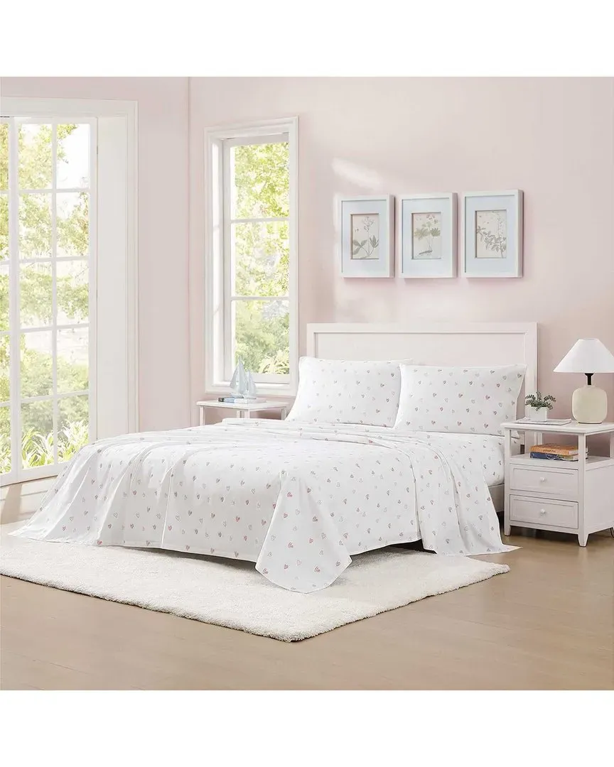 200 Thread Count Sweet Heart Cotton Percale Sheet Set - Pink