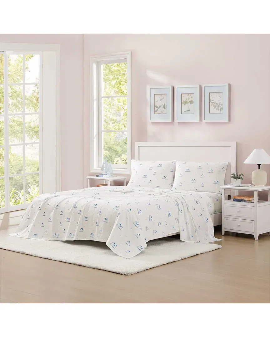 200 Thread Count Tweet Tweet Birds Cotton Percale Sheet Set - Blue