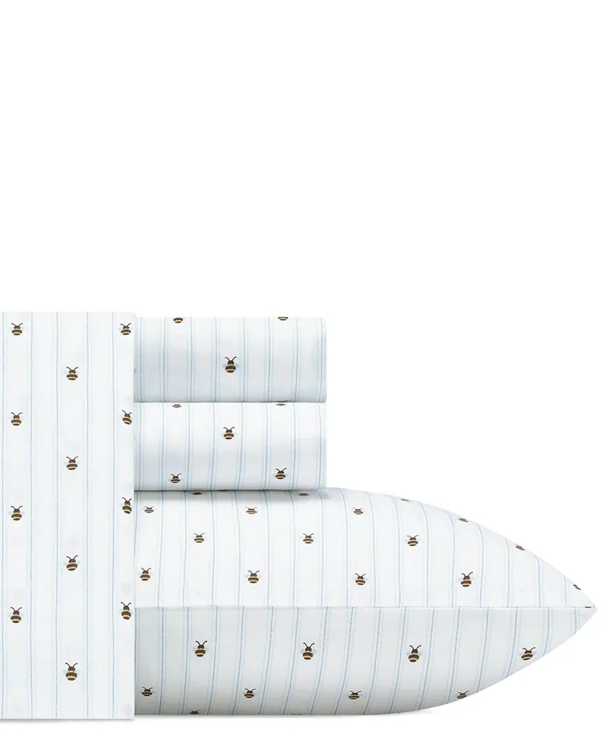 Bumble Bees Cotton Sheet Set - Blue image