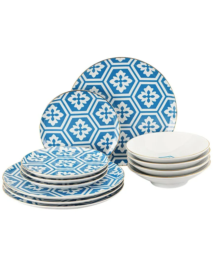 Morocco 12pc Place Setting - Blue, Porcelain image