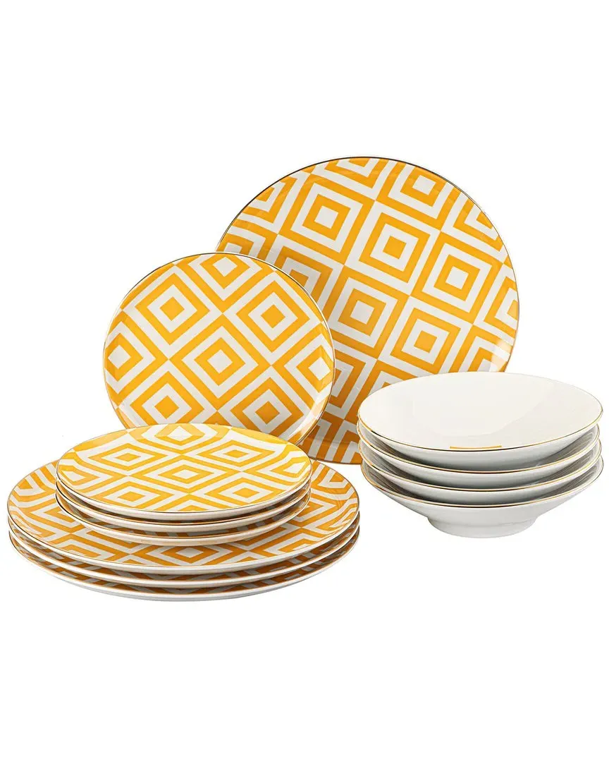Morocco 12pc Place Setting - Yellow, Porcelain