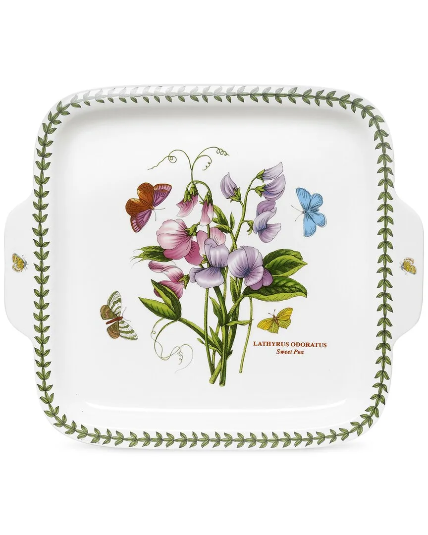 Botanic Garden Square Dessert Dish with Handles - White