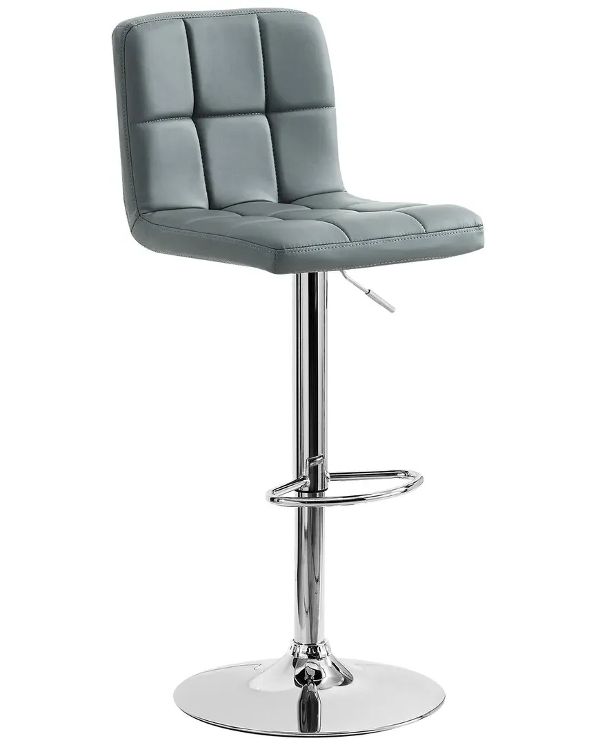 Adjustable Bar Stool with Gas-Lift - Grey, Faux Leather image