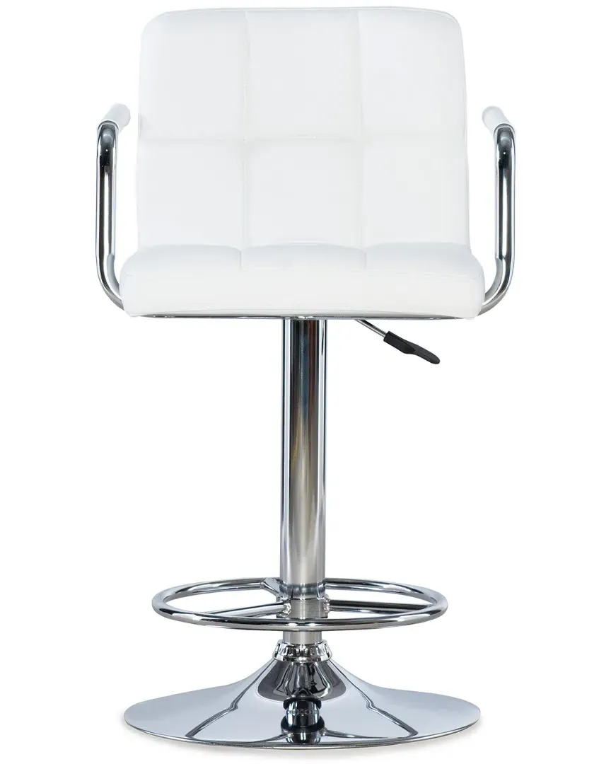 Adjustable Bar Stool with Gas-Lift - Silver, Faux Leather