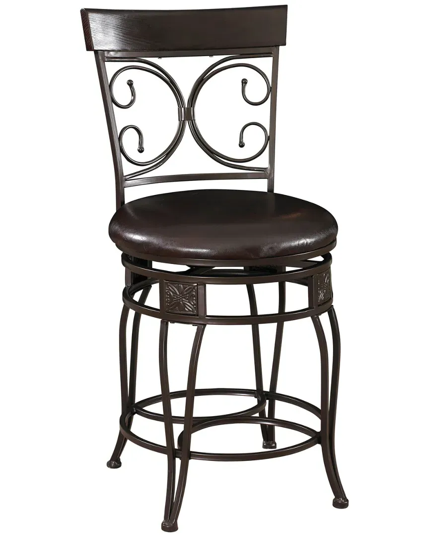 Back Scroll Counter Stool - Brown, Metal image