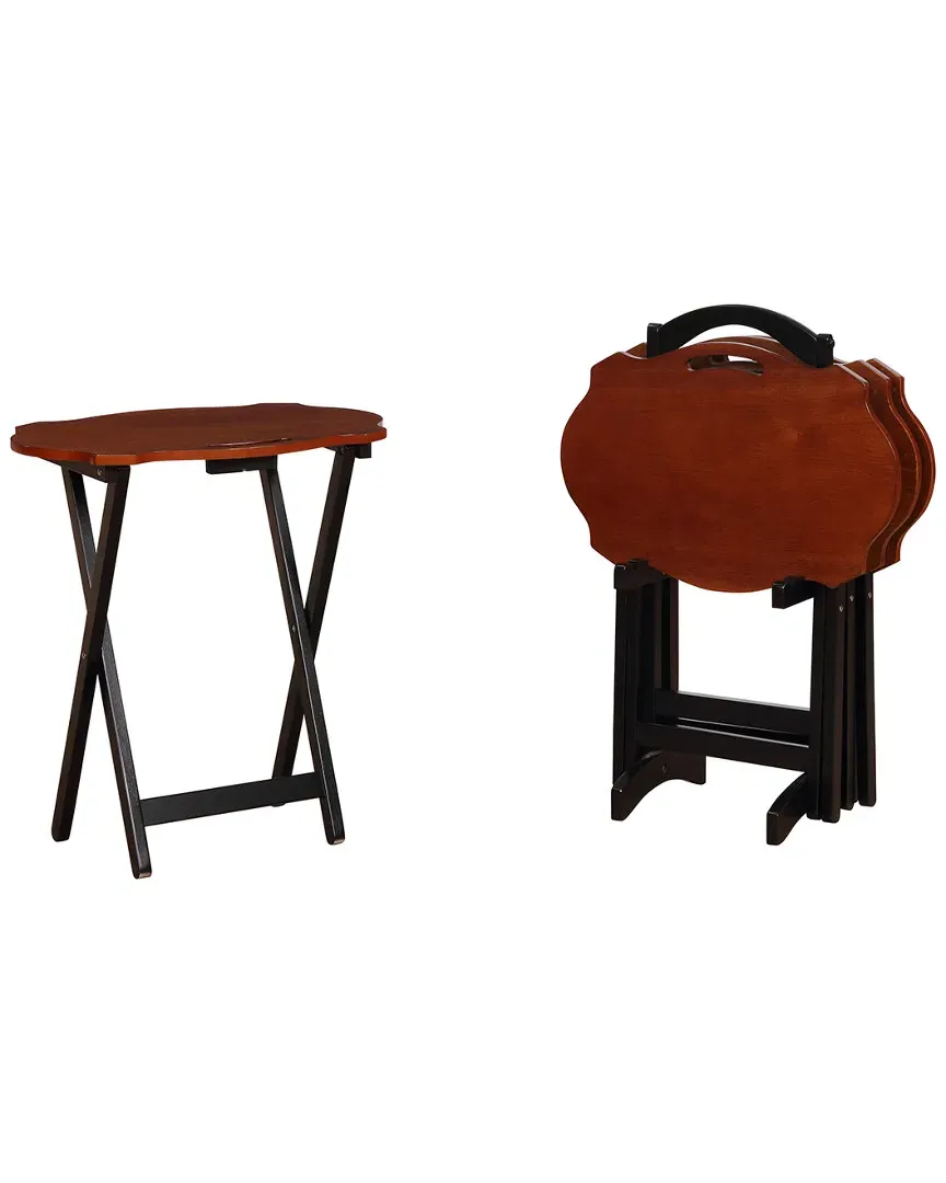 Carson Tray Table Set with Storage - Black, Wood image