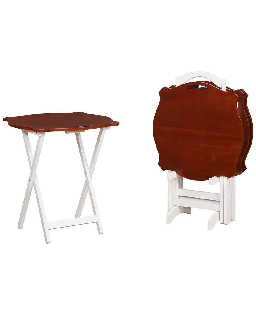 Elias Folding Laptop Tables Set - White, Wood image