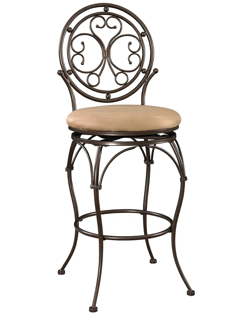 Kaleb Big and Tall Scroll Circle Back Barstool - Bronze image