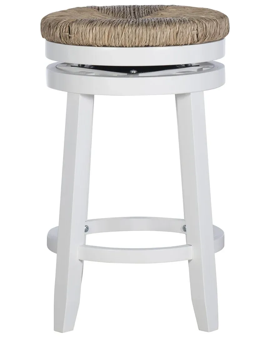 Maya Counter Stool with Swivel Seat - White, Sea Grass