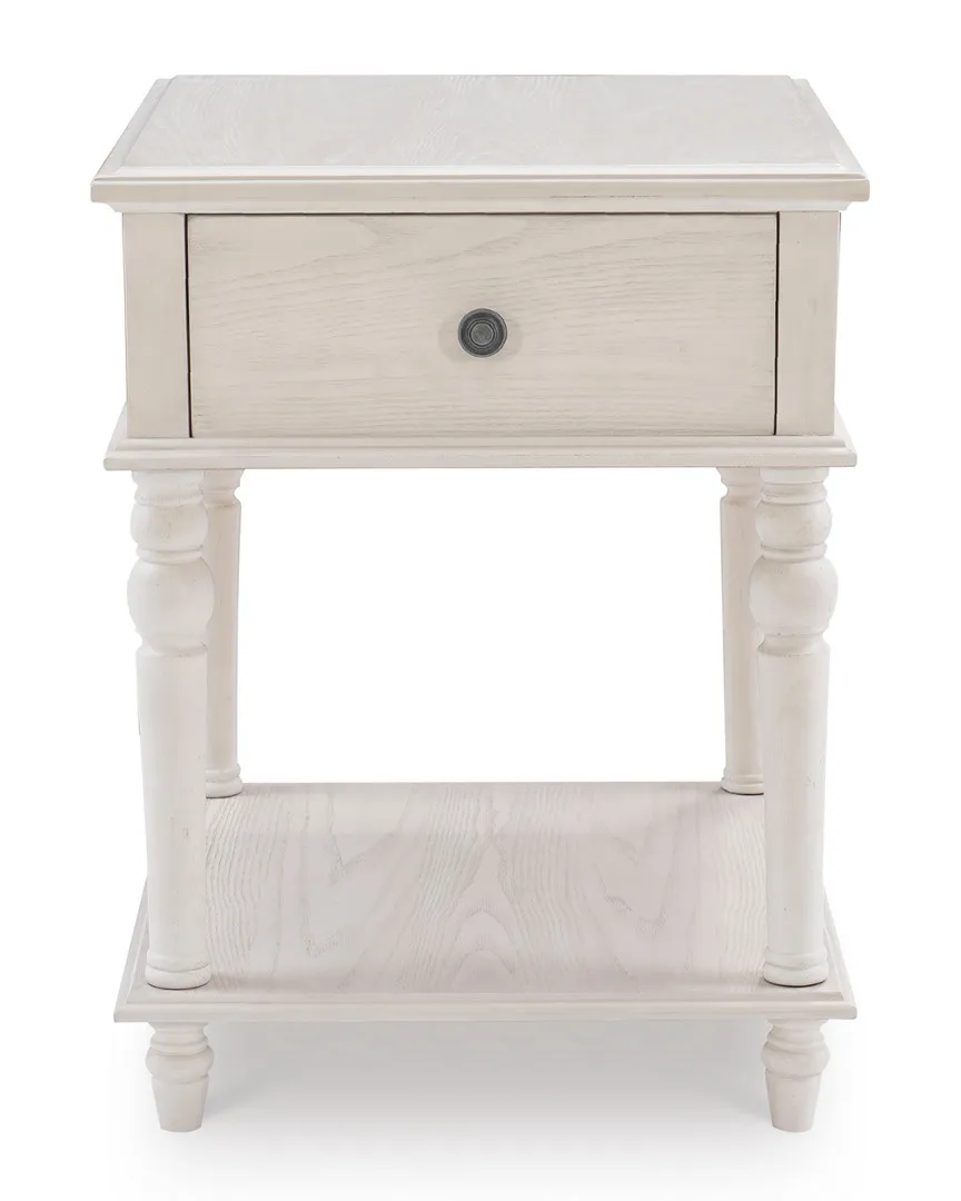 McGhie Side Table with Drawer - White, Ash Veneer