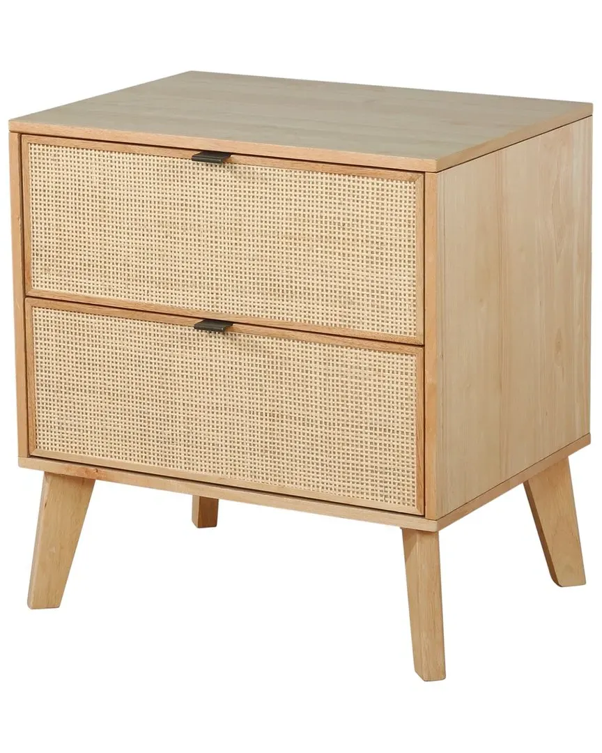 Powell Cane 2-Drawer Nightstand - Brown, Wood image