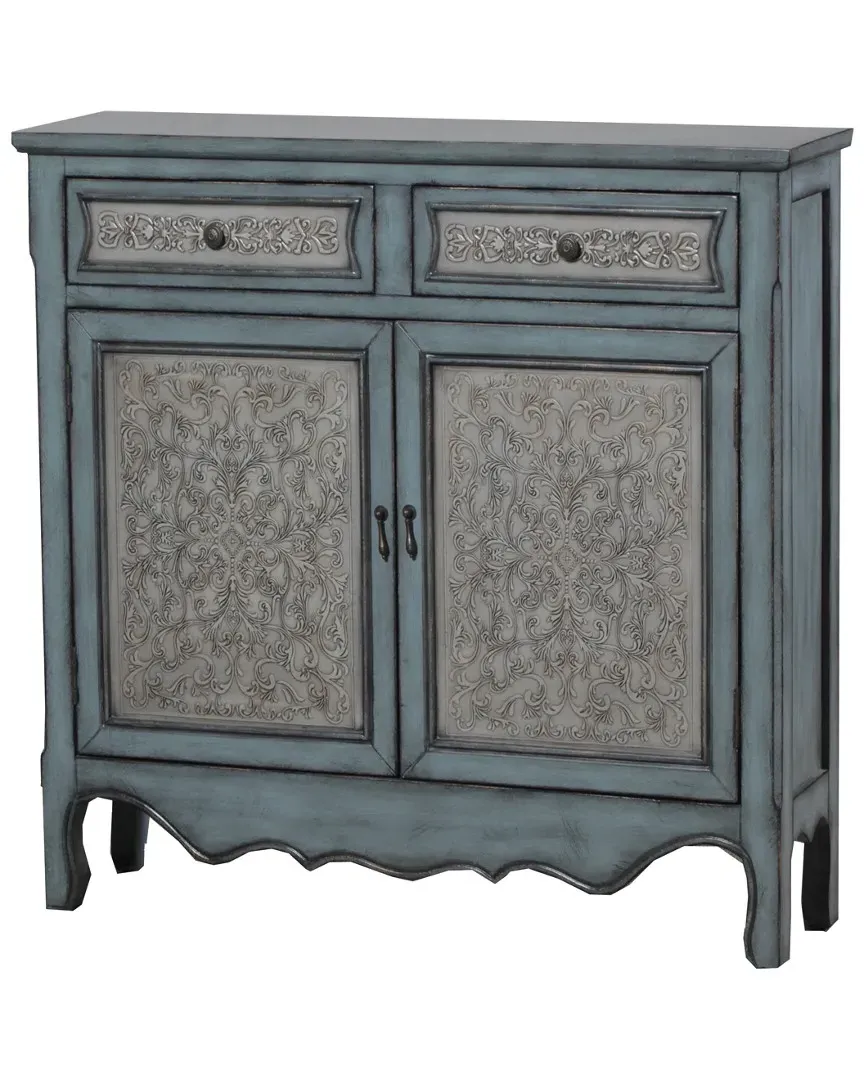 Powell Slimline Console Cabinet with Storage - Blue, Wood image