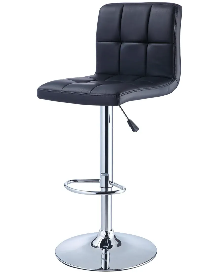 Quilted Adjustable Bar Stool - Black, Faux Leather image