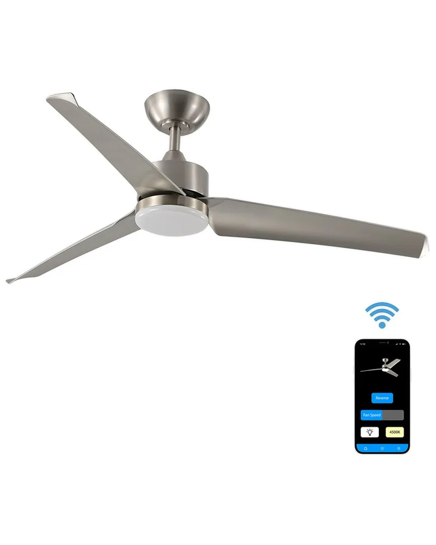 52in 3-Blade Reversible Ceiling Fan with LED - Satin Nickel image