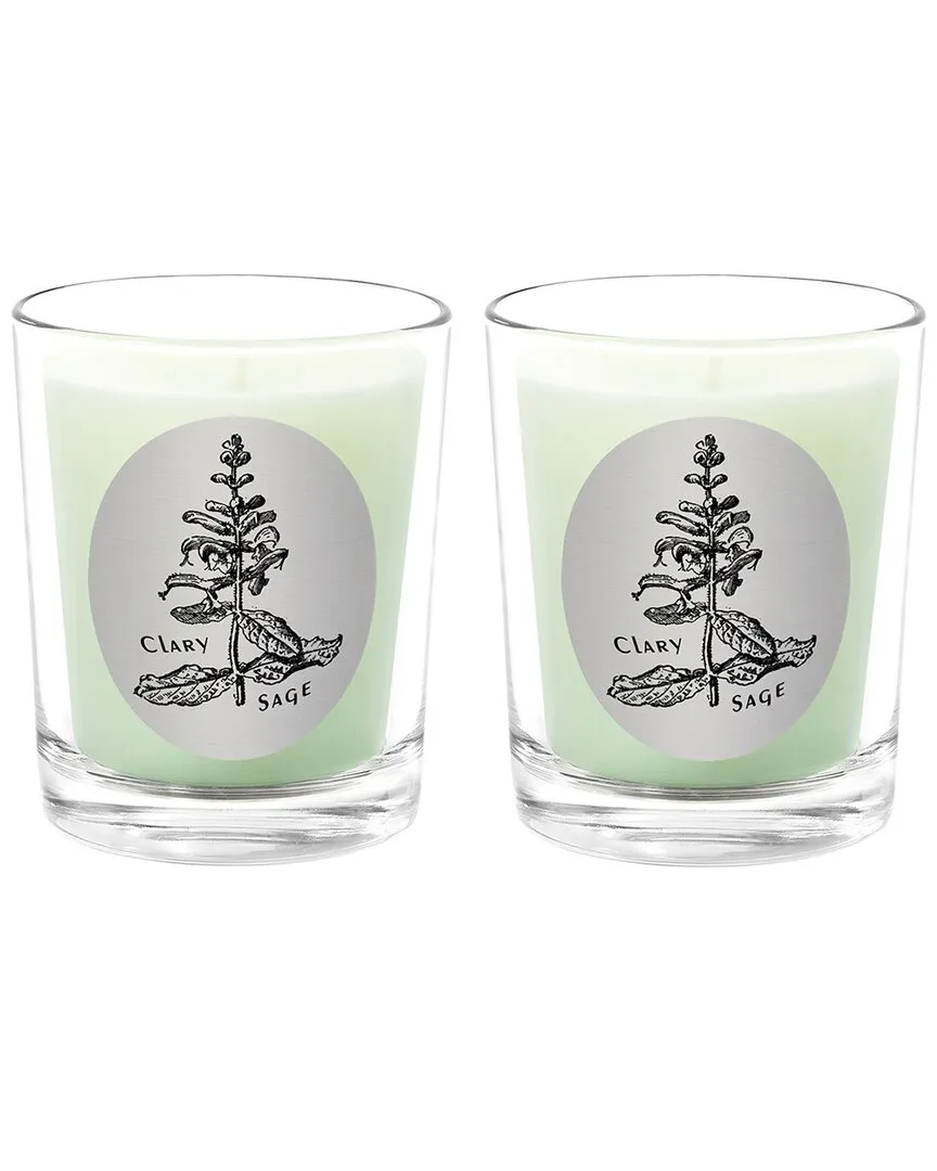 Clary Sage Two Scented Beeswax Candle Set - White