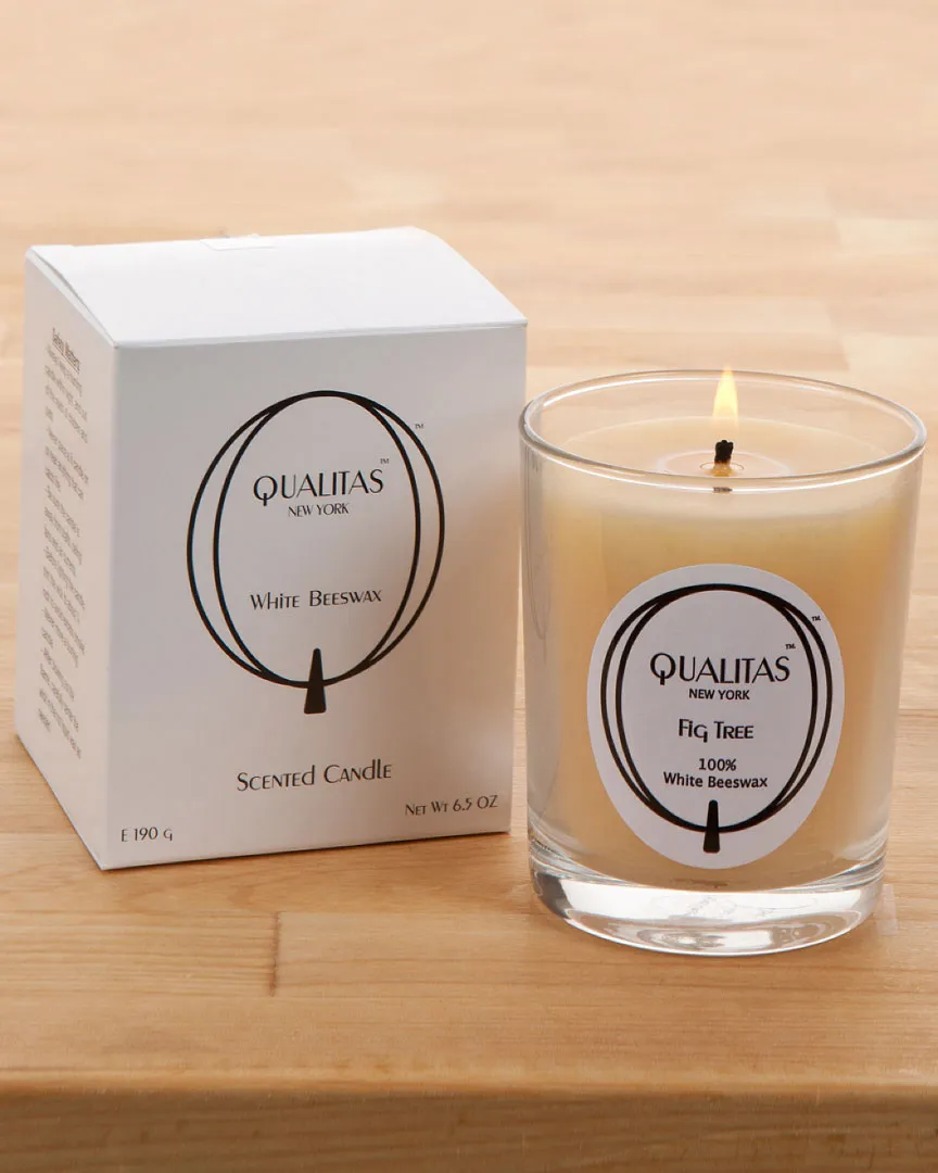 Fig Tree 6.5oz Beeswax Candle - White image