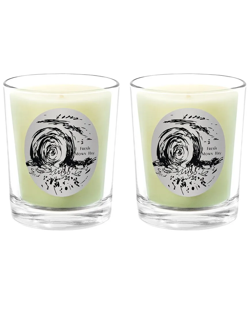 Fresh Mown Hay Two Scented Beeswax Candle Set - White