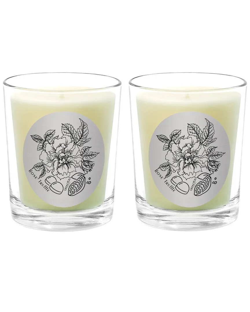 Rose Truffle Two Scented Beeswax Candle Set - White