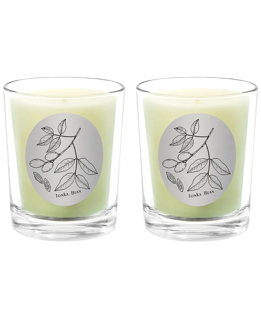 Tonka Bean Two Scented Beeswax Candle Set - White