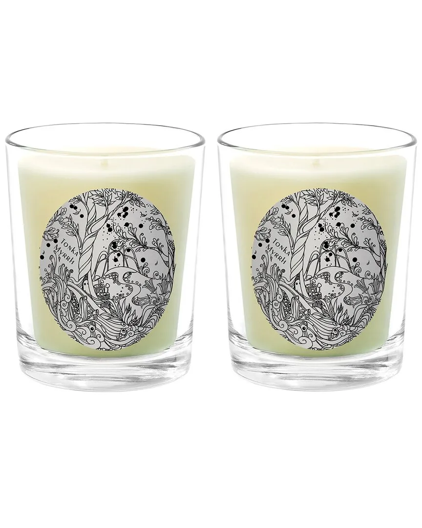Tonka Myrrh Two Scented Beeswax Candle Set - White